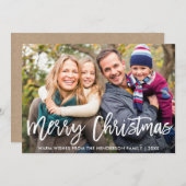 Penseel Script Photo Merry Kerstmis Kaart Kraft (Voorkant / Achterkant)