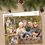 Penseel Script Prettige feestdagen Familie 4 Foto Briefkaart<br><div class="desc">Moderne het Briefkaart van het Manuscript van de Borstel Prettige feestdagen Familie 4 van de Foto</div>