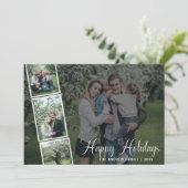 Penseel Script Prettige feestdagen Familie 4 Fotob Feestdagenkaart (Staand voorkant)