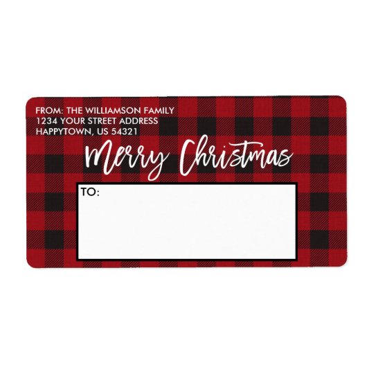 Penseel Script Red Buffalo met kerstcadeau Etiket (Voorkant)