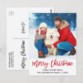 Penseel Script Red Merry kerstster foto Briefkaart (Voorkant / Achterkant)