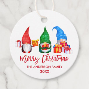 Penseel Script Red Merry Waterverf Gnomes Bedankjes Labels