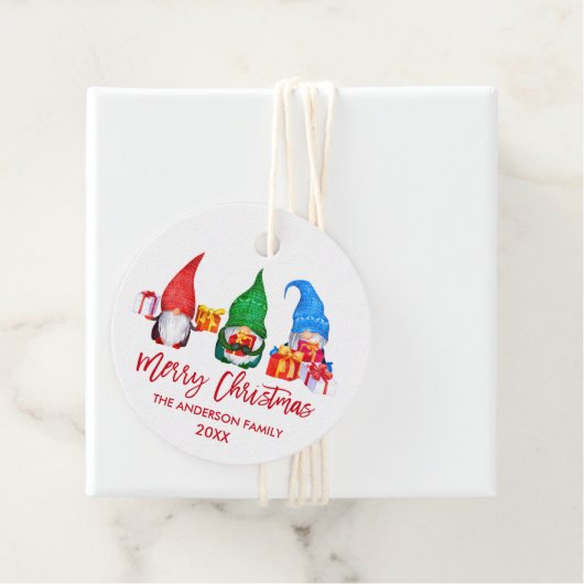 Penseel Script Red Merry Waterverf Gnomes Bedankjes Labels (In situ)