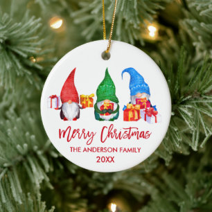 Penseel Script Red Merry Waterverf Gnomes Keramisch Ornament