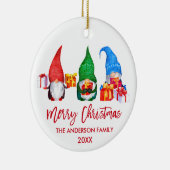 Penseel Script Red Merry Waterverf Gnomes Keramisch Ornament (Rechts)