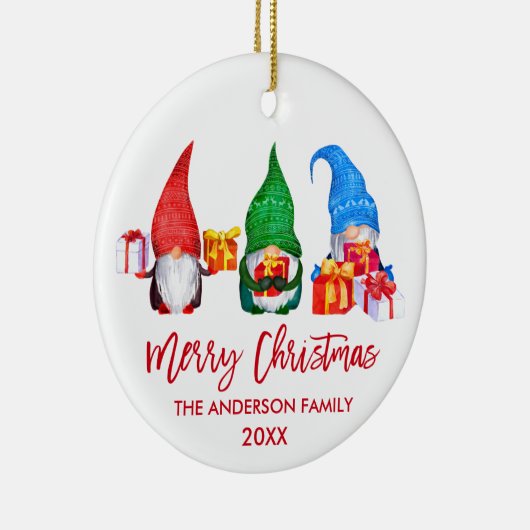 Penseel Script Red Merry Waterverf Gnomes Keramisch Ornament (Rechts)