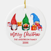 Penseel Script Red Merry Waterverf Gnomes Keramisch Ornament (Achterkant)