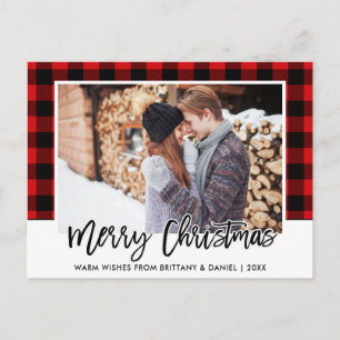 Penseel Script Red Pset Couple met kerstmis Briefkaart