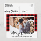 Penseel Script Red Pset Couple met kerstmis Briefkaart (Voorkant / Achterkant)