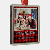 Penseel Script Red Pset Family Merry Kerstmis Metalen Ornament (Rechts)