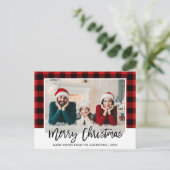 Penseel Script Red Pset Family met kerstmis Briefkaart (Staand voorkant)
