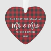 Penseel Script Red Pset First Kerstmis Mr Mrs. Ornament (achterkant)