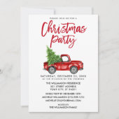 Penseel Script Red Pset Truck Kerstparty Kaart (Voorkant)