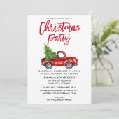 Penseel Script Red Pset Truck Kerstparty Kaart (Staand voorkant)