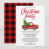 Penseel Script Red Pset Truck Kerstparty Kaart (Voorkant / Achterkant)