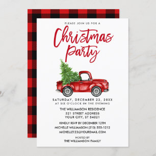 Penseel Script Red Pset Truck Kerstparty Kaart