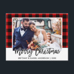 Penseel Script Red Pset Weddenschap met kerstmis Briefkaart<br><div class="desc">Moderne Briefkaart voor Roodspeldenweddenschap met penseel</div>