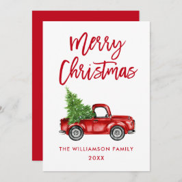 Penseel Script Red  Truck Kerstmis Kaart