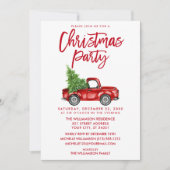 Penseel Script Red Truck Kerstparty Kaart (Voorkant)