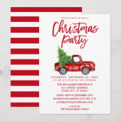 Penseel Script Red Truck Kerstparty SW Kaart (Voorkant / Achterkant)
