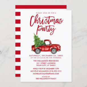 Penseel Script Red  Truck Kerstparty SW Kaart