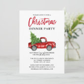Penseel Script Red Truck Snowflakes Kerstfeest Kaart (Staand voorkant)