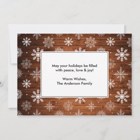 Penseel Script Red Truck Wood Snowflakes 3 Foto Feestdagenkaart (Achterkant)