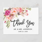 Penseel script roze finale bruiloft Dank u Briefkaart (Voorkant)