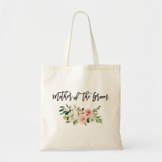 Penseel Script Roze Witte Floral Moeder Groom Tote Bag (Voorkant)