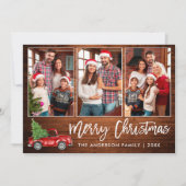 Penseel Script Rustic Wood 3 Fotokersttruck Feestdagenkaart (Voorkant)