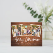Penseel Script Rustic Wood 3 kerstfeest Briefkaart (Staand voorkant)