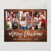 Penseel Script Rustic Wood 3 Kerstmis foto Briefkaart (Voorkant)