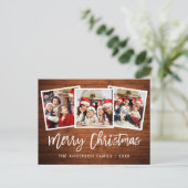 Penseel Script Rustic Wood 3 Kerstster Briefkaart (Staand voorkant)