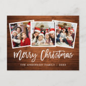 Penseel Script Rustic Wood 3 Kerstster Briefkaart (Voorkant)