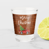 Penseel Script Rustic Wood  Kerstmis Shot Glas (Voorkant)