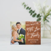 Penseel Script Rustic Wood Love and Bedankt Weddin Briefkaart (Staand voorkant)