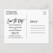 Penseel Script Save the Date Couple 4 Photo Briefkaart (Achterkant)