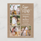 Penseel Script Save the Date Couple 4 Photo Briefkaart (Voorkant)