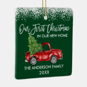 Penseel Script Sneeuw 1st Kerstmis Home Truck Gree Keramisch Ornament (Rechts)