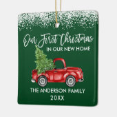 Penseel Script Sneeuw 1st Kerstmis Home Truck Gree Keramisch Ornament (Links)
