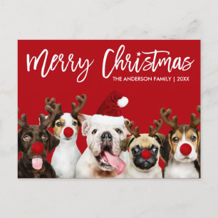 Penseel Script Star Merry Kerstdogs Red Briefkaart
