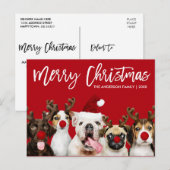 Penseel Script Star Merry Kerstdogs Red Briefkaart (Voorkant / Achterkant)
