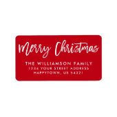 Penseel Script Star Merry-kerstfamilie Etiket (Voorkant)