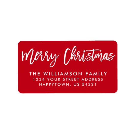 Penseel Script Star Merry-kerstfamilie Etiket (Voorkant)