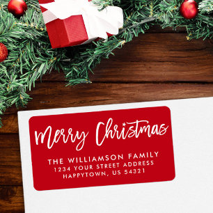 Penseel Script Star Merry-kerstfamilie Etiket