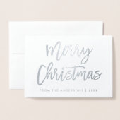 Penseel Script Star Merry Kerstfoto Silver Folie Kaarten (Voorkant met envelop)
