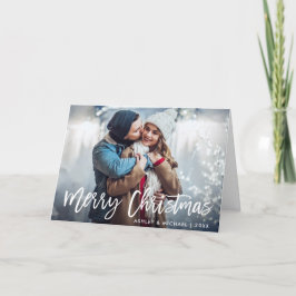 Penseel Script Star Photo Merry Kerstmis Vold Feestdagen Kaart
