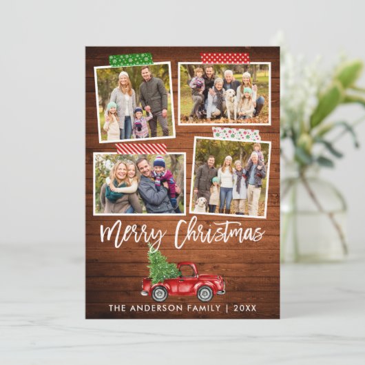 Penseel Script-tapedrukbus met kerstmis Feestdagenkaart (Staand voorkant)