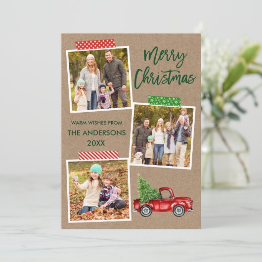 Penseel Script-tapetapewagen kerstkraft Feestdagenkaart (Staand voorkant)