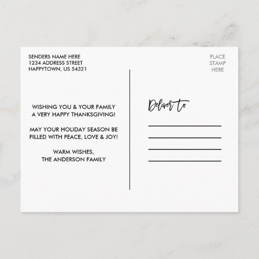 Penseel Script Thanksgiving 4 Foto Kraft Briefkaart (Achterkant)